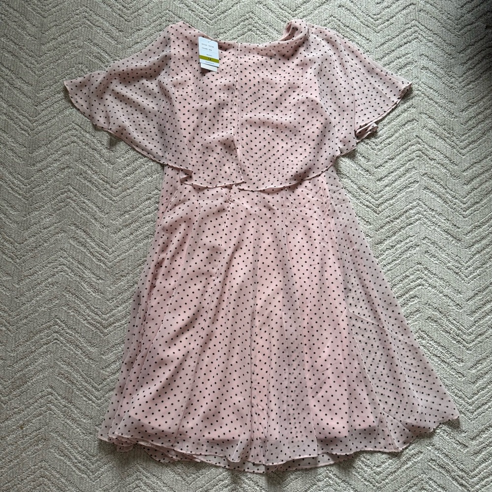 Danny & Nicole dress pale pink with black polka dots size 14 - Picture 2 of 7